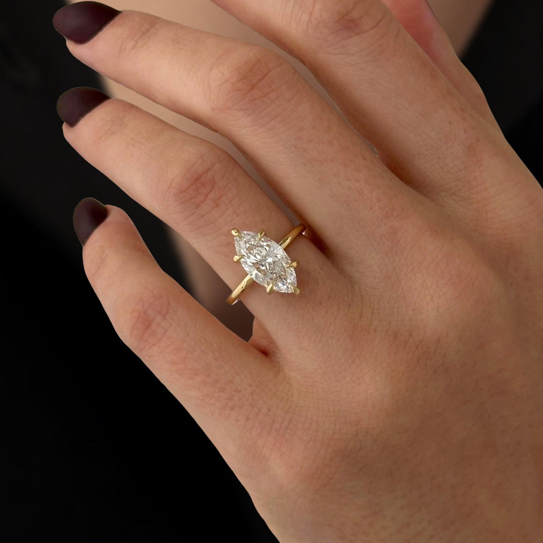 Marquise Cut Lab Grown Diamond Solitaire Ring, 2 CT to 3 CT Marquise Diamond Engagement Ring, Wedding Ring, Anniversary Gift, Gift For Women