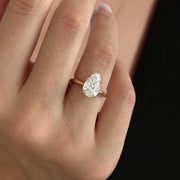 2 Carat Pear Cut Lab Grown Diamond Ring / Pear Shaped Engagement Ring / 2 CT Solitaire Ring / Minimalist Ring / 14K Gold Thin Dainty Ring