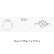 Toi et Moi Lab Grown Diamond Ring, 14K Gold 2.05 ctw Double Pear Shape Lab Grown Diamond Engagement Ring, You & Me Ring, Anniversary Gift