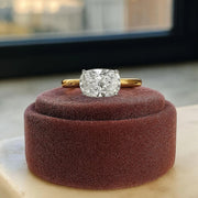 2 CT Cushion Cut Lab Grown Diamond Ring, Two-Tone Solitaire Engagement Ring