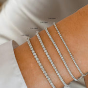14K White Gold Tennis Bracelet 5.00 TCW Round Cut Moissanite 925 Sterling Silver, Dainty Silver Bracelet for Men Women