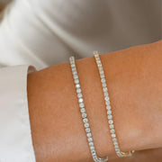 14K White Gold Tennis Bracelet 5.00 TCW Round Cut Moissanite 925 Sterling Silver, Dainty Silver Bracelet for Men Women