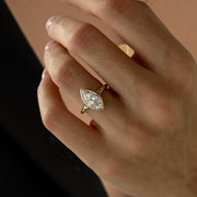 2 Carat Marquise Lab Created Diamond Bezel Set Ring / Split Shank Engagement Ring / 14k Gold Cathedral Solitaire Ring / F VS1 IGI Certified