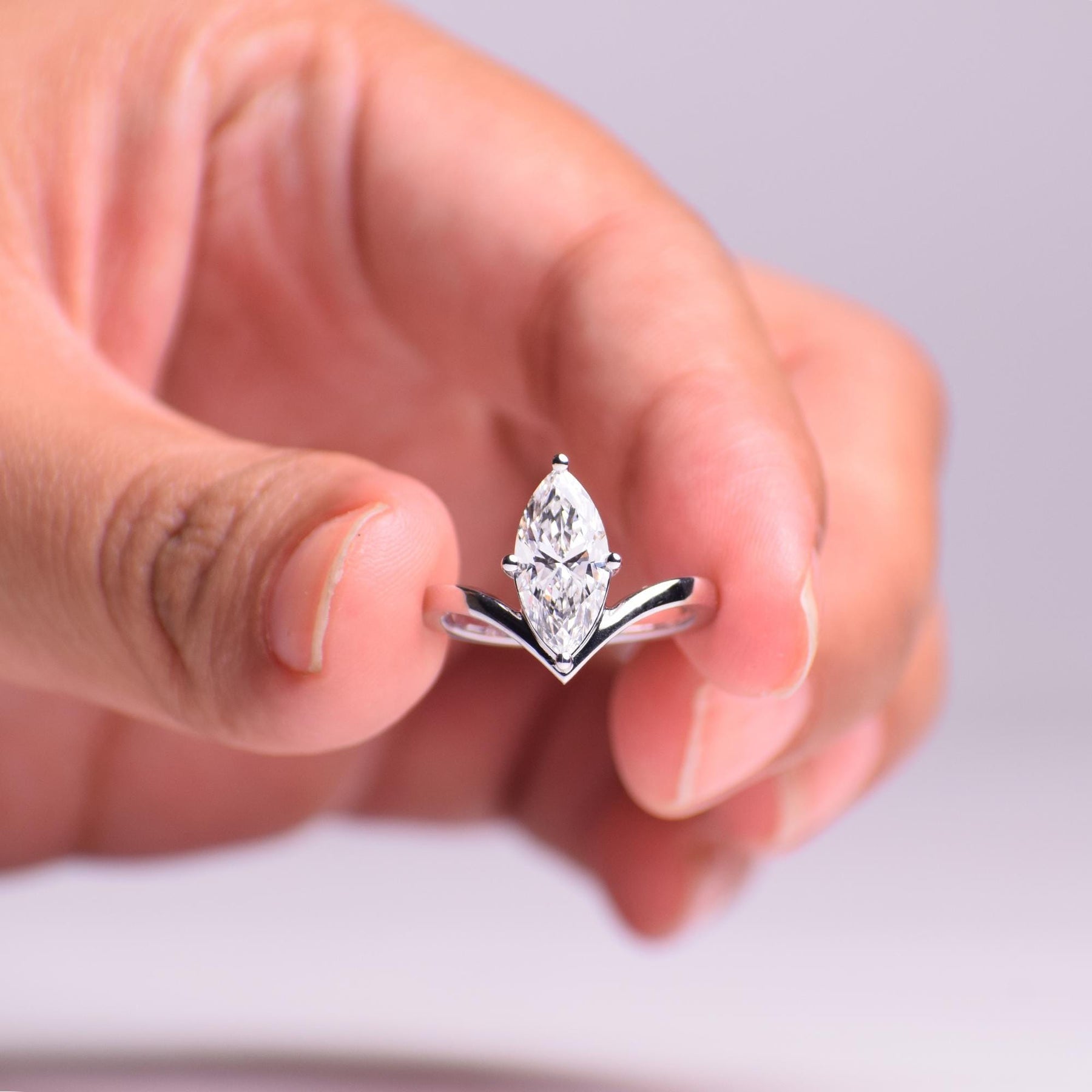 Marquise Diamond Engagement Ring Lab Grown Diamond Anniversary Ring Solitaire Ring for Anniversary Gift Marquise Cut Proposal Ring