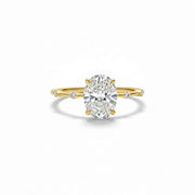 POPULAR STYLE F Color VS1 Clarity IGI Certified Oval Cut Lab Grown Diamond Thin Dainty Solitaire Engagement Ring, Side Rounds 14k Gold