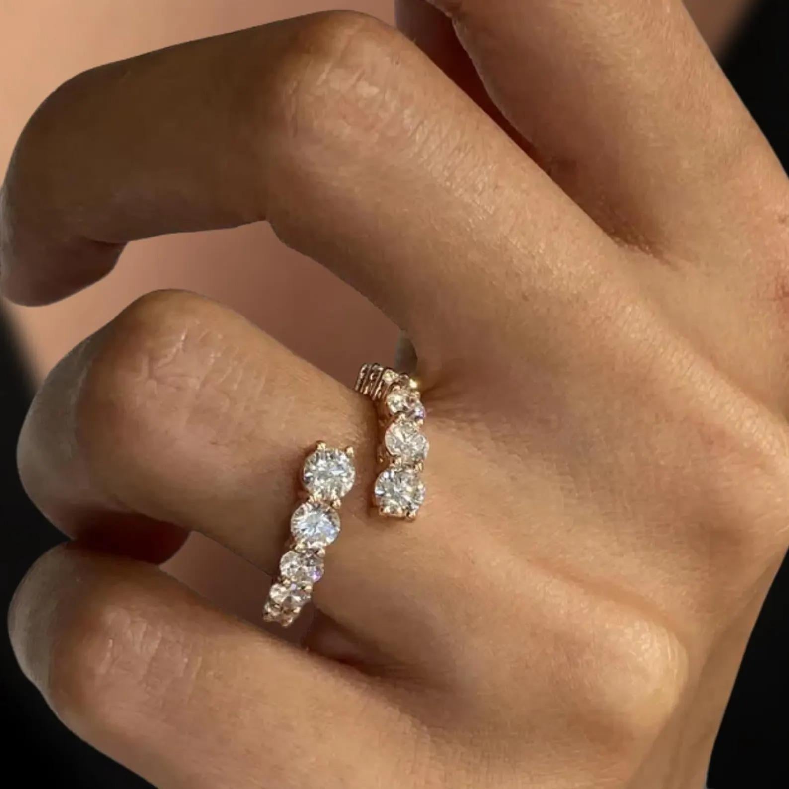 Open Wedding Ring for Engagement Ring Lab Grown Diamond Ring Stackable Open Gap Ring for Main Ring Wedding Matching Band Diamond Engagement