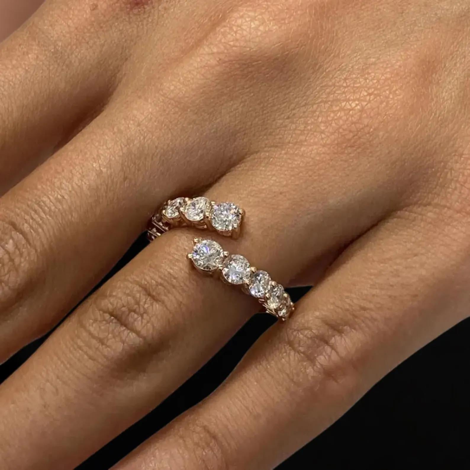 Open Wedding Ring for Engagement Ring Lab Grown Diamond Ring Stackable Open Gap Ring for Main Ring Wedding Matching Band Diamond Engagement