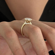 2 Carat Pear Cut Lab Grown Diamond Ring / Pear Shaped Engagement Ring / 2 CT Solitaire Ring / Minimalist Ring / 14K Gold Thin Dainty Ring