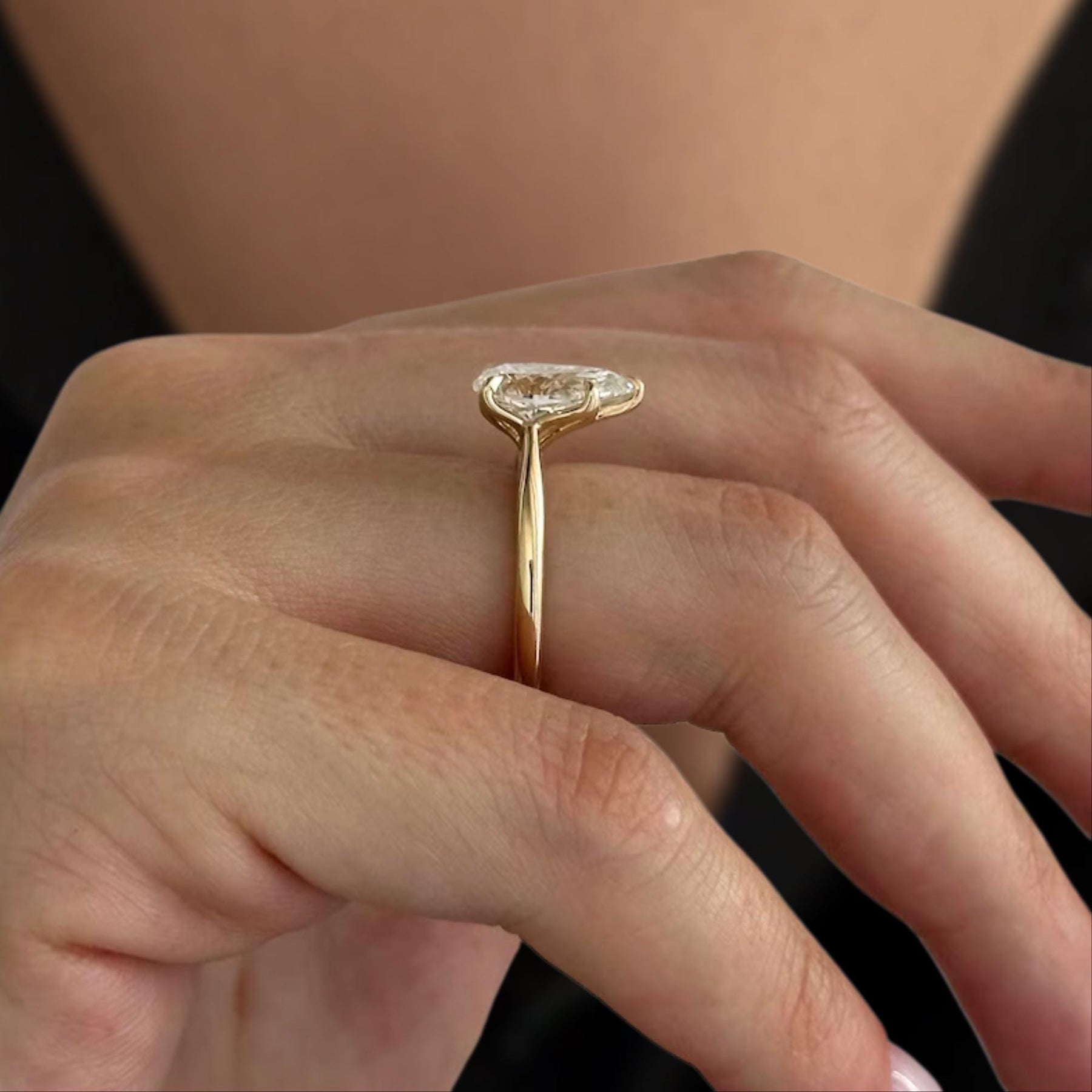 2 Carat Pear Cut Lab Grown Diamond Ring / Pear Shaped Engagement Ring / 2 CT Solitaire Ring / Minimalist Ring / 14K Gold Thin Dainty Ring