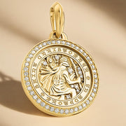 14K Gold Saint Christopher Pendant, Men's Religious Medal, Classic Gold Necklace, Gift for Men, Spiritual Protection Pendant