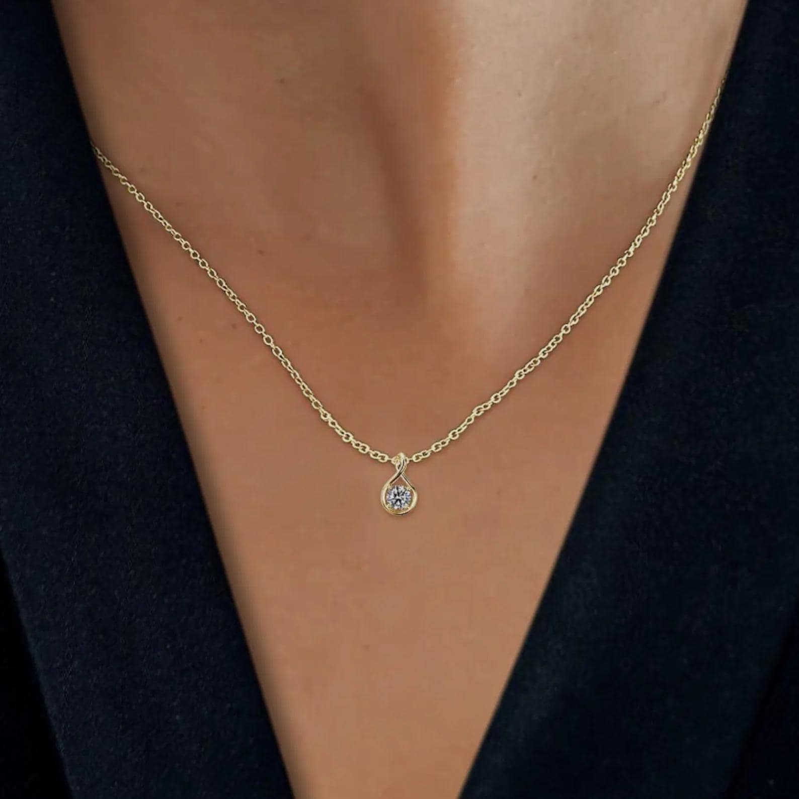 Lab Diamond Solitaire Pendant Round Cut Lab Grown Diamond Bridesmaid Pendant Solid 14K Gold Diamond Pendant Gift For Her