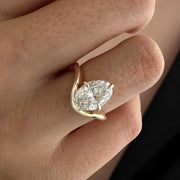 2 Carat Oval Lab Grown Diamond F VS1 Curved Solitaire Ring / 2ct Oval Unique Engagement Ring / 14k Gold Nesting Diamond Proposal Ring