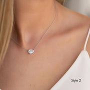 2 Carat Pear Lab Grown Diamond Necklace: 14k Yellow Gold Bezel Solitaire