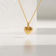 Heart Shaped Diamond Cut Round Diamond Bezel Setting Necklace in 14k Solid Gold / Large Heart Shape Pendant in 14K