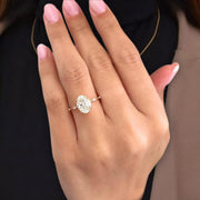 POPULAR STYLE F Color VS1 Clarity IGI Certified Oval Cut Lab Grown Diamond Thin Dainty Solitaire Engagement Ring, Side Rounds 14k Gold