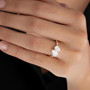 Toi et Moi Lab Grown Diamond Ring, 14K Gold 2.05 ctw Double Pear Shape Lab Grown Diamond Engagement Ring, You & Me Ring, Anniversary Gift
