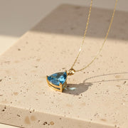 Handmade London Blue Topaz Pendant Necklace: 14K Gold or Sterling Silver