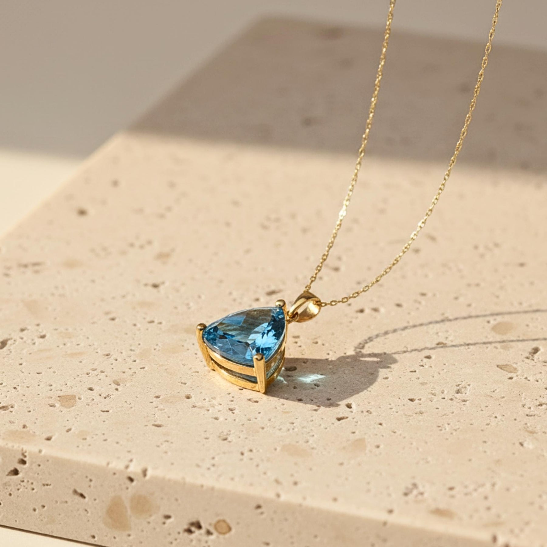 Handmade London Blue Topaz Pendant Necklace: 14K Gold or Sterling Silver
