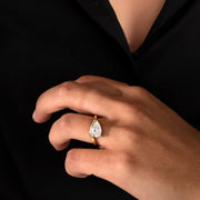 3 CT Pear Shape Lab Grown Diamond Engagement Ring / 3 Prong Tear Diamond Solitaire Ring in Yellow Gold / Minimalist Pear Engagement Ring