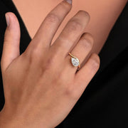 3 CT Pear Shape Lab Grown Diamond Engagement Ring / 3 Prong Tear Diamond Solitaire Ring in Yellow Gold / Minimalist Pear Engagement Ring