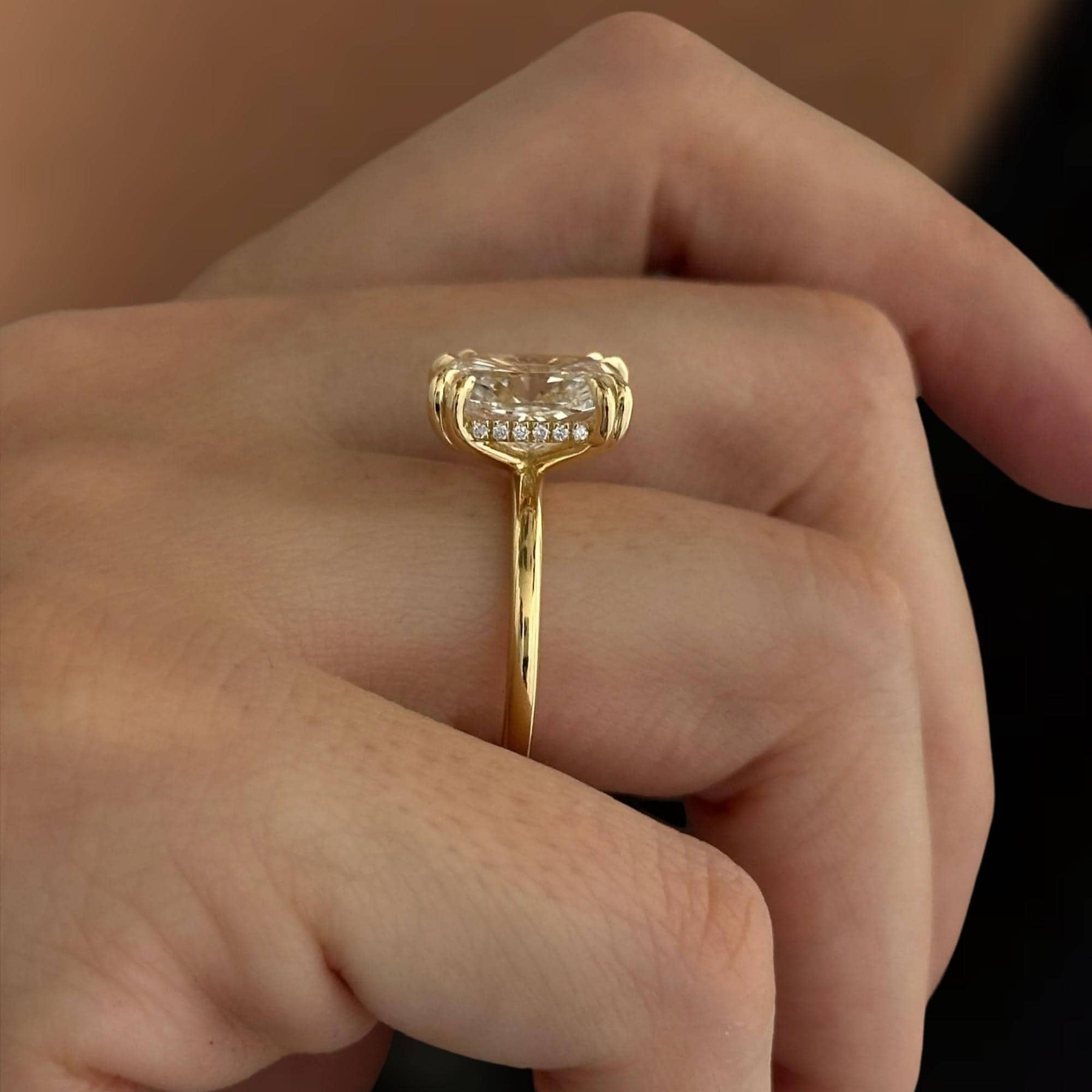 Cushion cut diamond Engagement Ring Unique Vintage 4 Carat Lab Grown Diamond Engagement Ring 14K Solid Gold IGI Certified Diamond Ring.