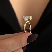 Cushion cut diamond Engagement Ring Unique Vintage 4 Carat Lab Grown Diamond Engagement Ring 14K Solid Gold IGI Certified Diamond Ring.