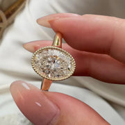 Bezel Set 2 Ct Oval Cut Diamond Engagement Ring, Oval Cut Ring, Elongated Oval, Diamond Engagement Ring, Ice Crushed Oval
