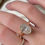 Bezel Set 2 Ct Oval Cut Diamond Engagement Ring, Oval Cut Ring, Elongated Oval, Diamond Engagement Ring, Ice Crushed Oval
