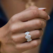 3.50 CTW Petite Oval Cut Moissanite Diamond Three Stone Engagement Ring 14K Solid Gold Promise Ring Dainty Jewelry Anniversary Gift for her
