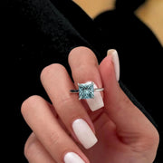 2 Carat Princess Cut Fancy Vivid Blue Lab Grown Diamond Engagement Ring / White Gold Blue Diamond Solitaire Ring / Unique Colored Diamond