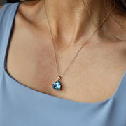 Handmade London Blue Topaz Pendant Necklace: 14K Gold or Sterling Silver