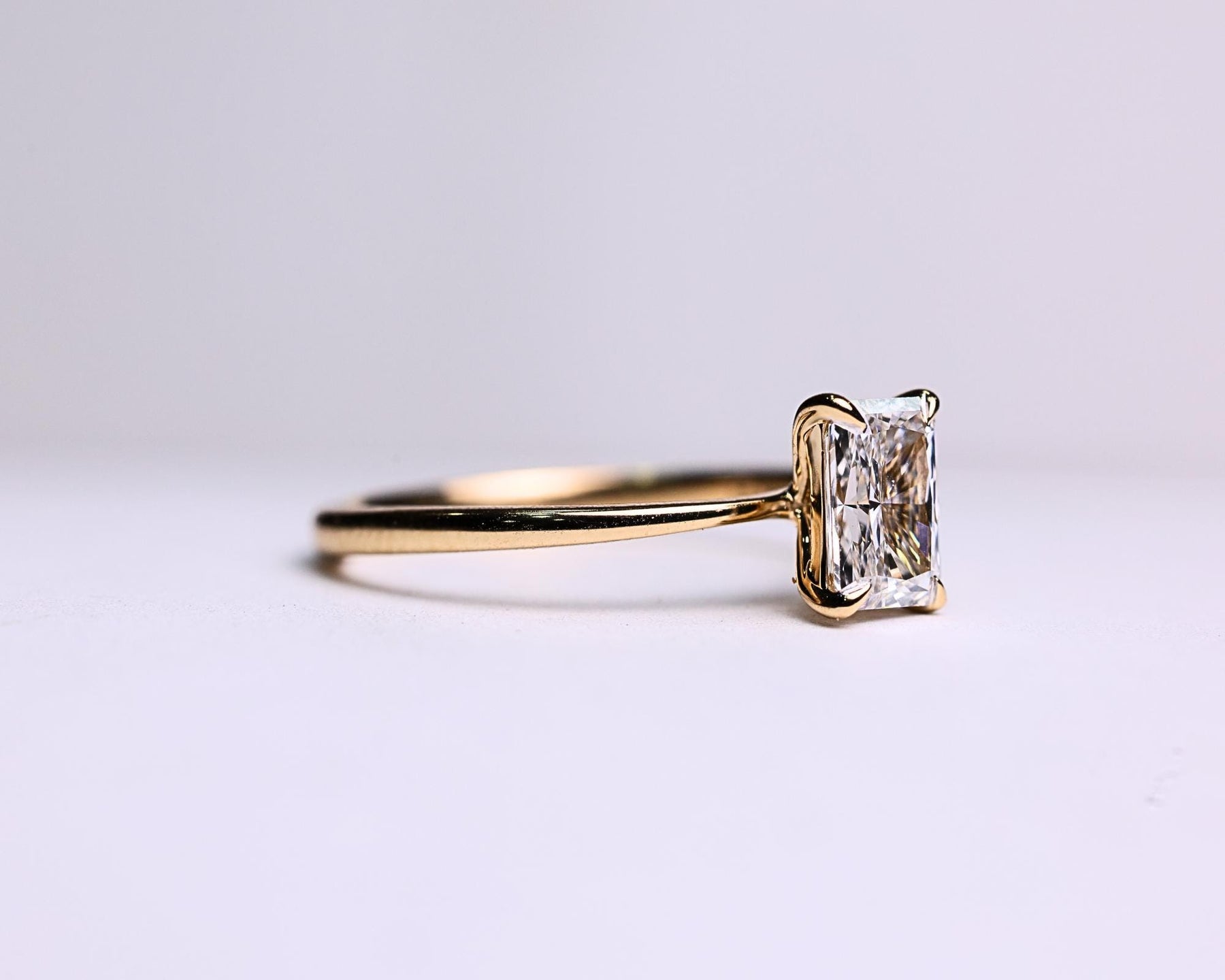 Radiant Cut 1 carat F Color VS1 Clarity IGI Certified Elongated Radiant Cut Lab Grown Diamond Solitaire Engagement Ring 14k Gold
