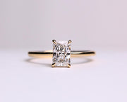 Radiant Cut 1 carat F Color VS1 Clarity IGI Certified Elongated Radiant Cut Lab Grown Diamond Solitaire Engagement Ring 14k Gold