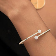 1.51 Ct Diamond Bangle, 14K Gold Plated Lab Grown Diamond Bangle, Open Cuff Bangle
