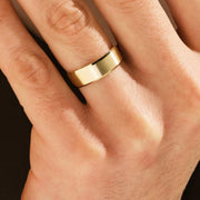 6mm Matte Gold Band - BEVELED / FLAT / Comfort Fit / 10k 14k 18k Women's Men's Wedding Bands / Yellow Gold, White Gold, Rose Gold Ring