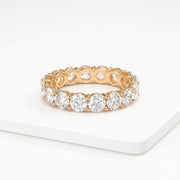 3.25 CT Lab Grown Round Diamond Wedding Band, Lab Created Diamond Wedding Ring, Diamond Anniversary Stacking Ring White Yellow Rose 14k Gold