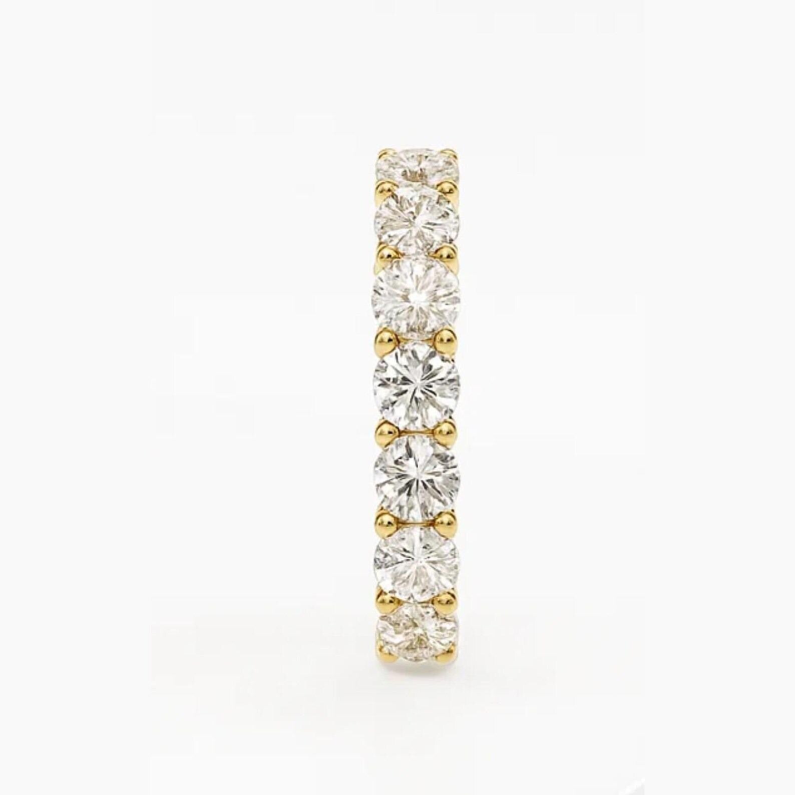 3.25 CT Lab Grown Round Diamond Wedding Band, Lab Created Diamond Wedding Ring, Diamond Anniversary Stacking Ring White Yellow Rose 14k Gold