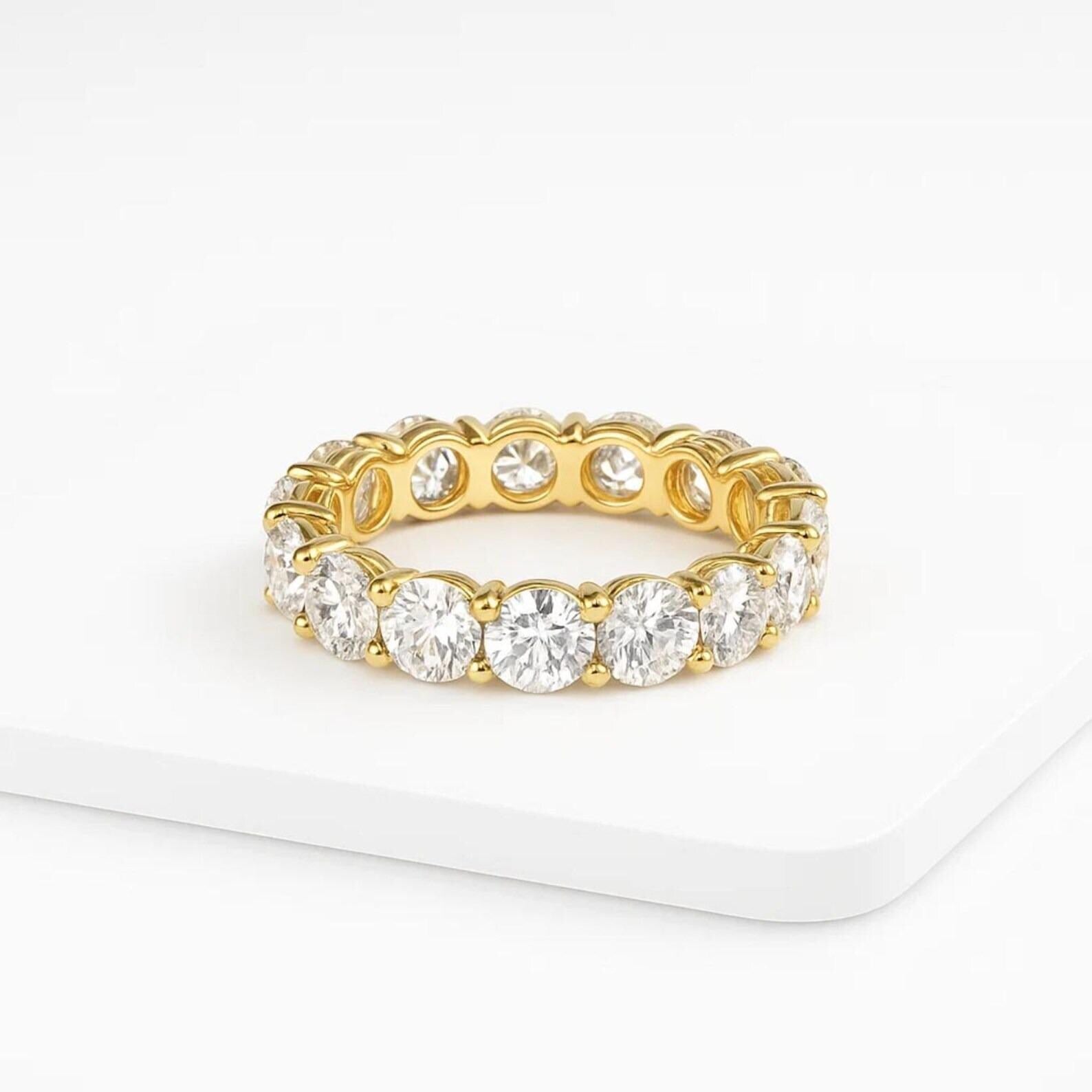 3.25 CT Lab Grown Round Diamond Wedding Band, Lab Created Diamond Wedding Ring, Diamond Anniversary Stacking Ring White Yellow Rose 14k Gold