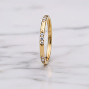 Flush Set Eternity Band, Round Cut Colorless Diamond Wedding Band, Wedding Matching Band, Etoile Ring, Chunky Dainty Band, Bridal Ring Gifts