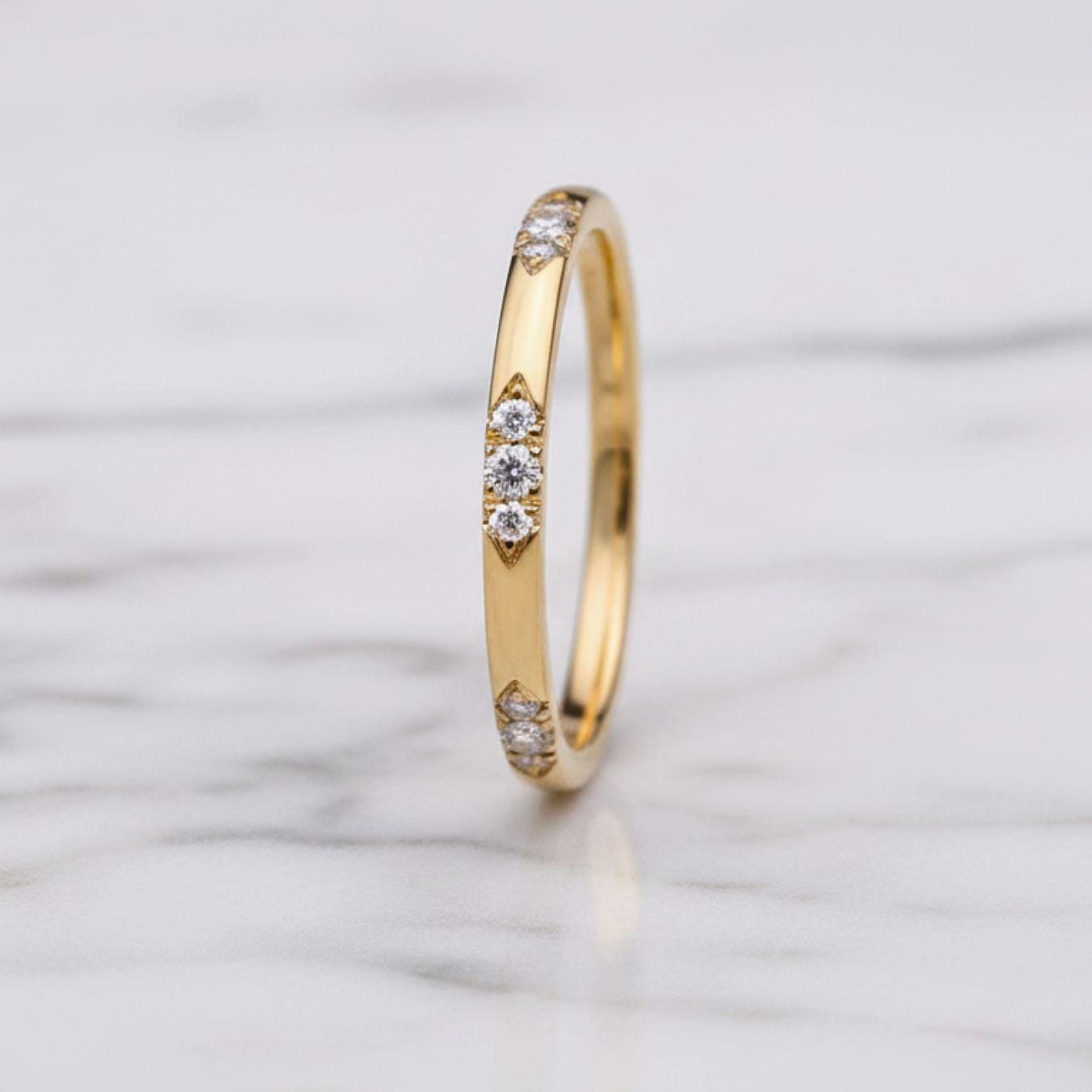 Flush Set Eternity Band, Round Cut Colorless Diamond Wedding Band, Wedding Matching Band, Etoile Ring, Chunky Dainty Band, Bridal Ring Gifts
