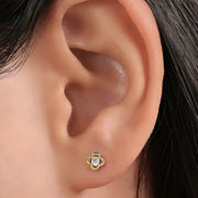 Solid 14K Gold Earrings, Diamond Clover Stud Earrings, Round Lab Diamond Cluster Earrings, Clover Stud Earrings, Cluster Earrings