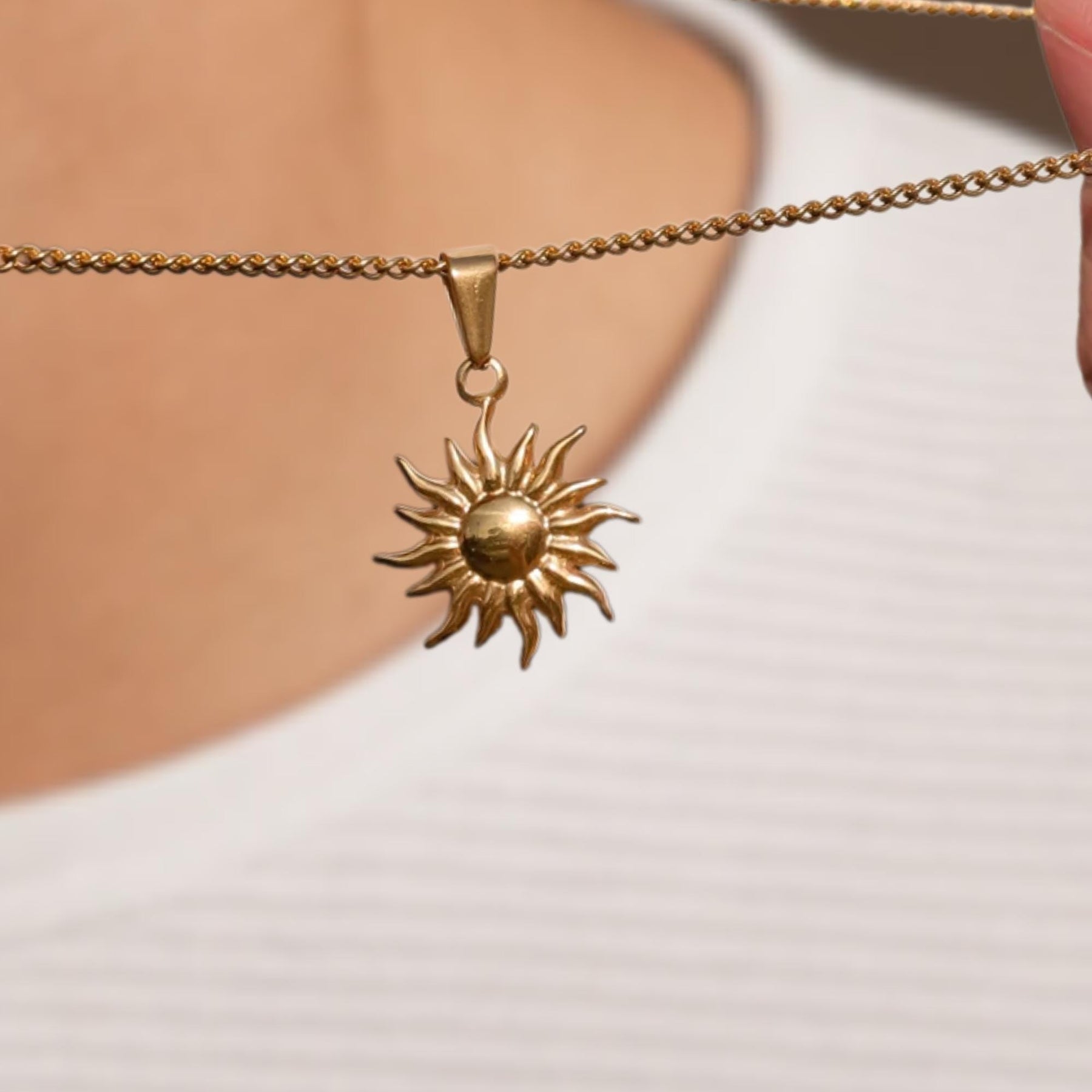 14k Gold Sun Pendant Necklace Mans Pendant Mens Necklace Mens Sun Star Pendant Waterproof Jewelry Gift for Man Boyfriend Gift for Him
