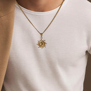 14k Gold Sun Pendant Necklace Mans Pendant Mens Necklace Mens Sun Star Pendant Waterproof Jewelry Gift for Man Boyfriend Gift for Him