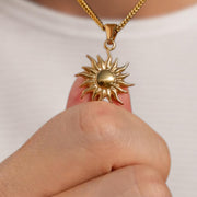 14k Gold Sun Pendant Necklace Mans Pendant Mens Necklace Mens Sun Star Pendant Waterproof Jewelry Gift for Man Boyfriend Gift for Him