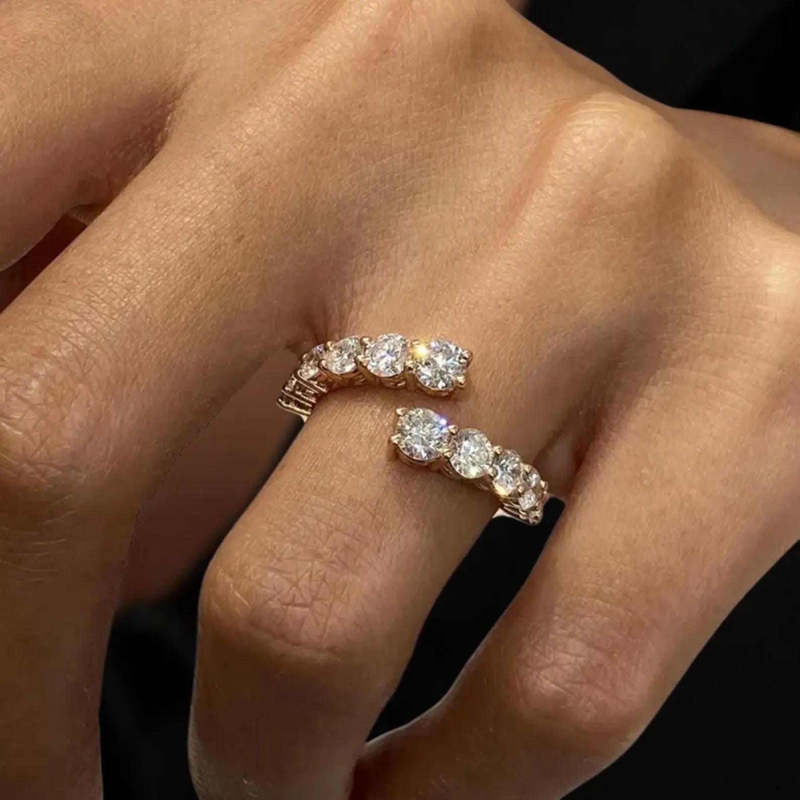 Open Wedding Ring for Engagement Ring Lab Grown Diamond Ring Stackable Open Gap Ring for Main Ring Wedding Matching Band Diamond Engagement