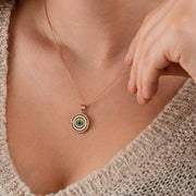 Gold Dainty Evil Eye Sun Pave Necklace, Protector Necklace, Tiny Evil Eye Necklace, Emerald Necklace, Talisman Necklace, Gift for her