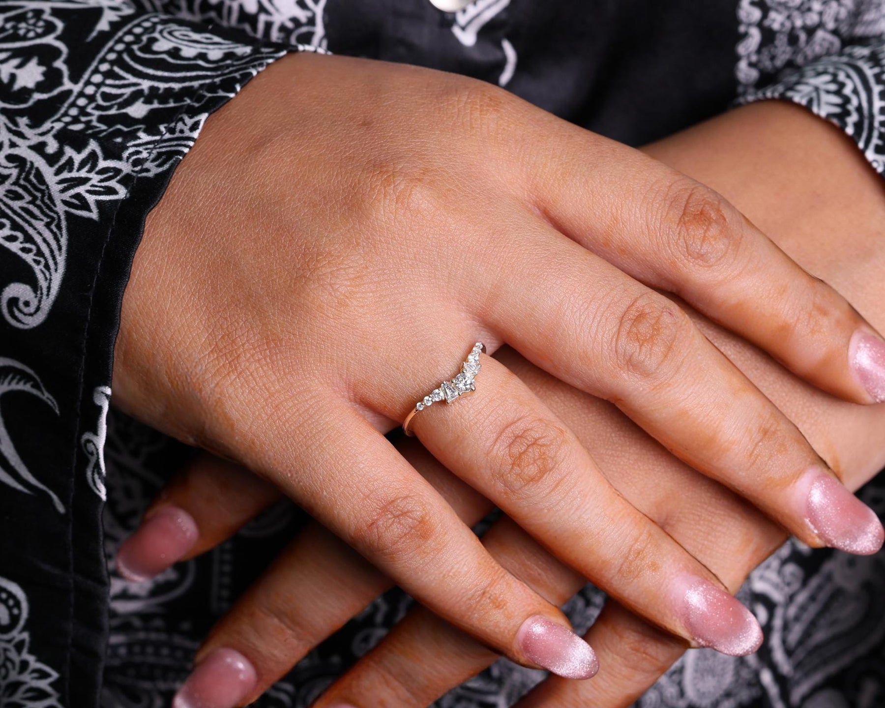 Multi Stone Diamond Band, Diamond Wedding Band, Mix Shape Diamond Band, Multi Shape Cluster Band, Multi Stone Half Eternity Band for Her