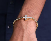 14K Solid Gold Diamond Cross Bracelet| Religious Jewelry|Baptism Gift| Christian Bracelet| Protective Bracelet|Gifts for Him| Diamond Cross