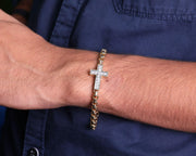 14K Solid Gold Diamond Cross Bracelet| Religious Jewelry|Baptism Gift| Christian Bracelet| Protective Bracelet|Gifts for Him| Diamond Cross