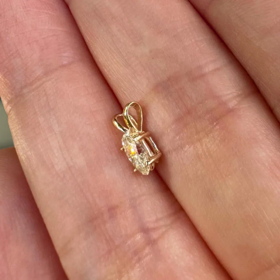 The Marielle Marquise-Cut Lab-Grown Diamond Solitaire Pendant Necklace in 10K or 14K Solid Gold